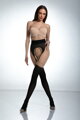 Crotchless erotic tights with lace and dots PIN-UP 40 DEN Amour
