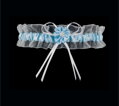 Blue garter with romantic appliqué