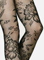 Black tights with big flowers № 016 Lores