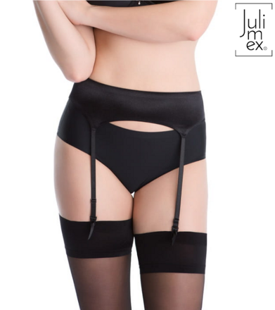 Smooth black garter belt ORCHID Julimex