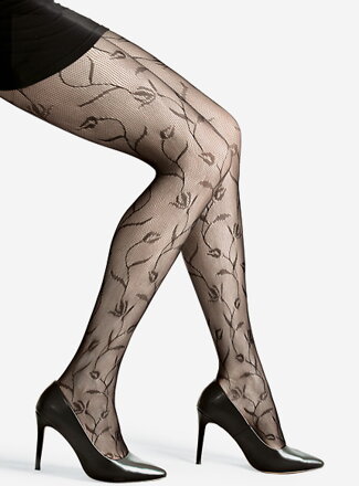 Fishnet tights with large flowers PALERMO Lores