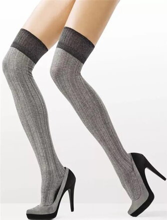 Women’s cotton over-the-knee socks with ribbed pattern ZAZU C99 80 DEN Marilyn