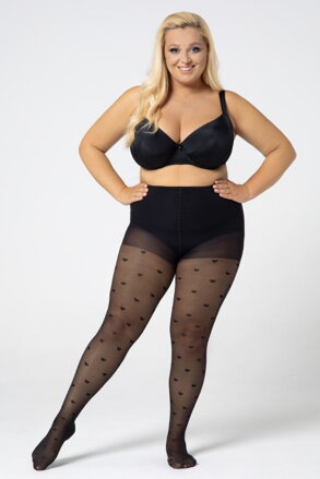 Plus size tights with hearts QUEEN SIZE QUEEN OF HEARTS 30 DEN Mona