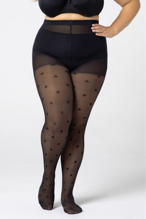 Plus size tights with stars QUEEN SIZE STARS 30 DEN Mona
