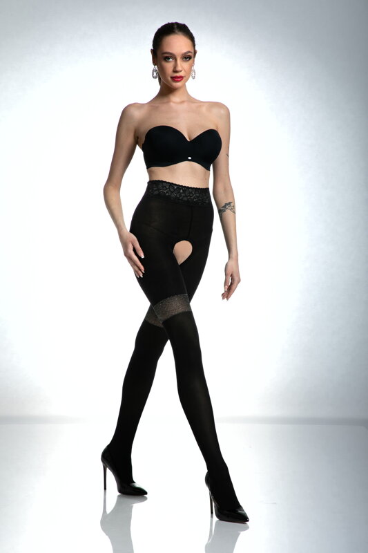 Luxurious crotchless tights GLAMOUR 80 DEN Amour Luxurious crotchless tights GLAMOUR 80 DEN Amour
