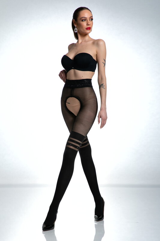 Luxurious crotchless tights with rhinestones VENUS 30/60 DEN Amour
