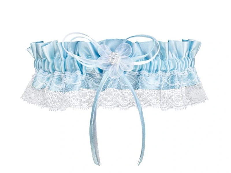 Blue and white bridal garter AWINION PW-30 Julimex