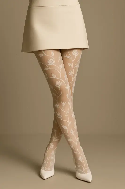 Fishnet tights with flowers SAVONA Lores