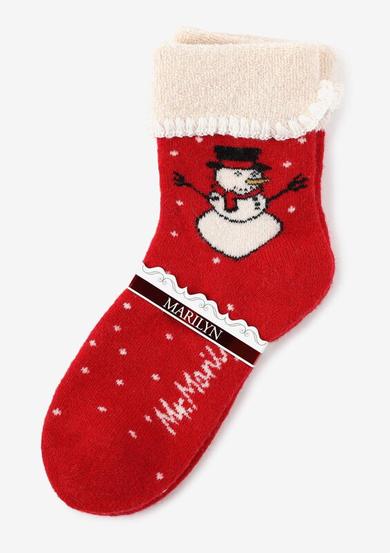 Women's warm socks with snowman ANGORA TERRY X43 Marilyn