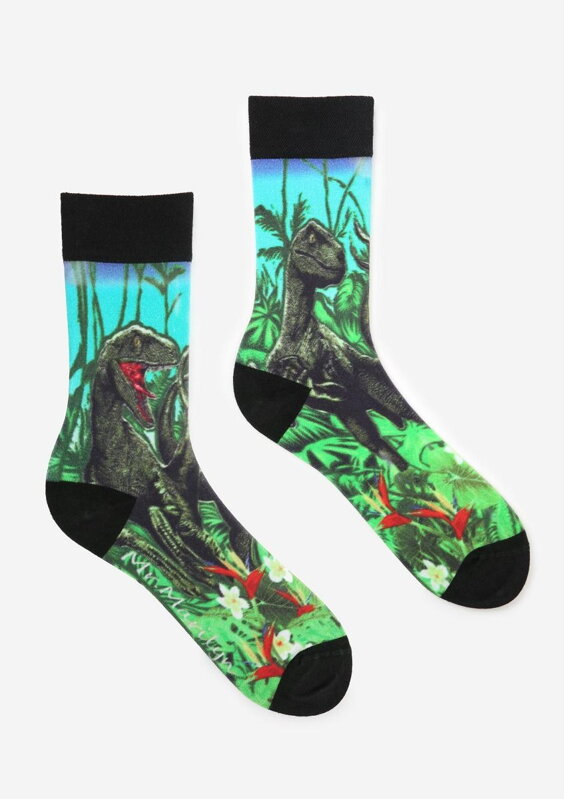 Men's cotton socks with dinosaur DINO BLUE MEN SPECIAL Marilyn