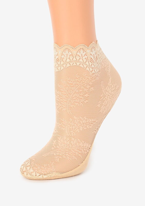 Thin socks with lace and floral pattern FASHION U24 Marilyn